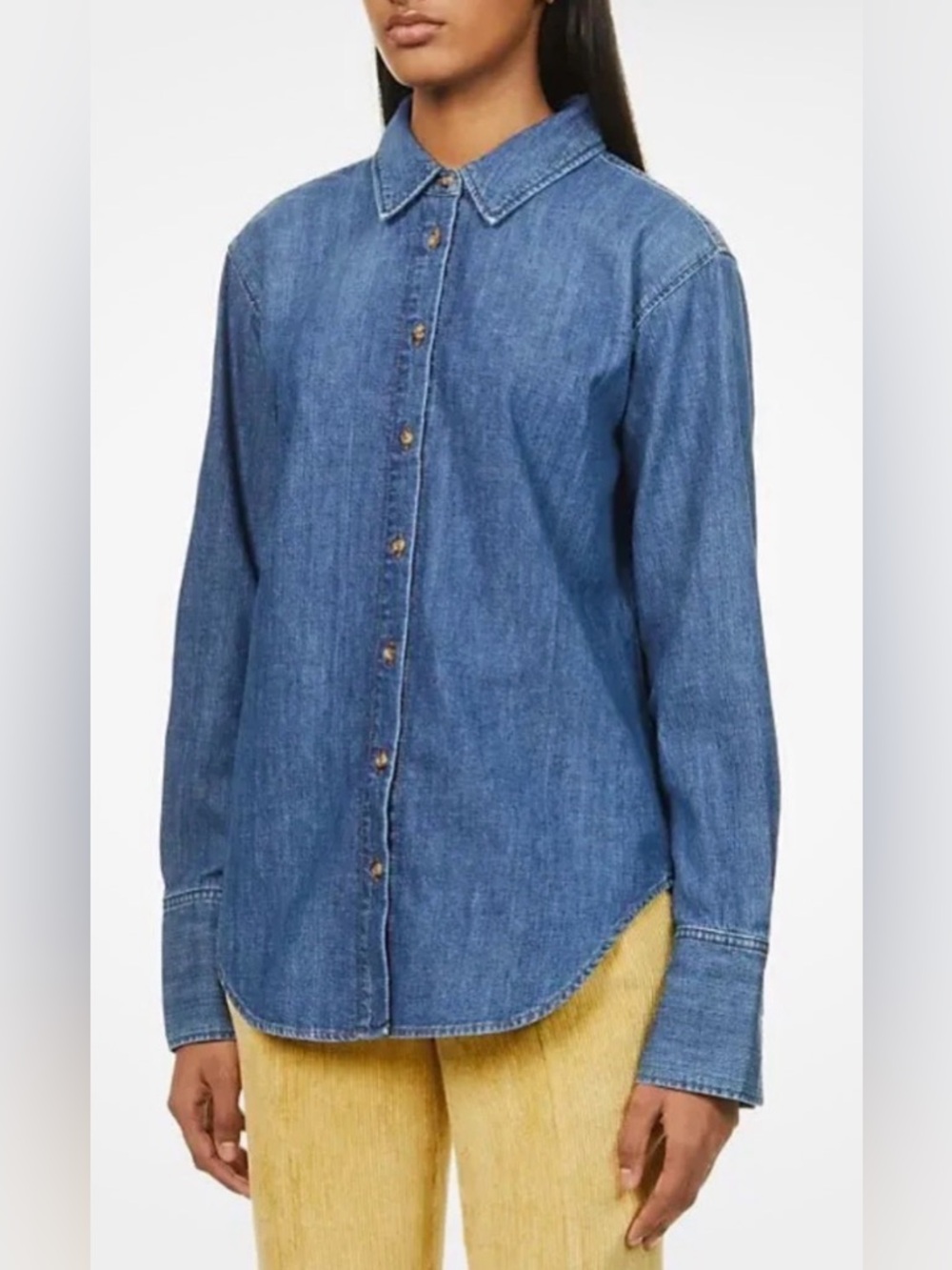 Frame Women’s Denim Button Up Collared Long Sleeve Shirt Blue Size S - Excellent
